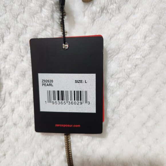 ZEROXPOSUR NEW Women's Fuzzy Cozy Pearl White Zipper Faux Fur Teddy Jacket Large - Picture 4 of 10